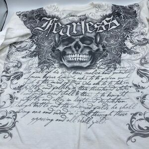 Y2K Carbon Graphic T-Shirt with Skull Graphic XL Extra Large Fearless